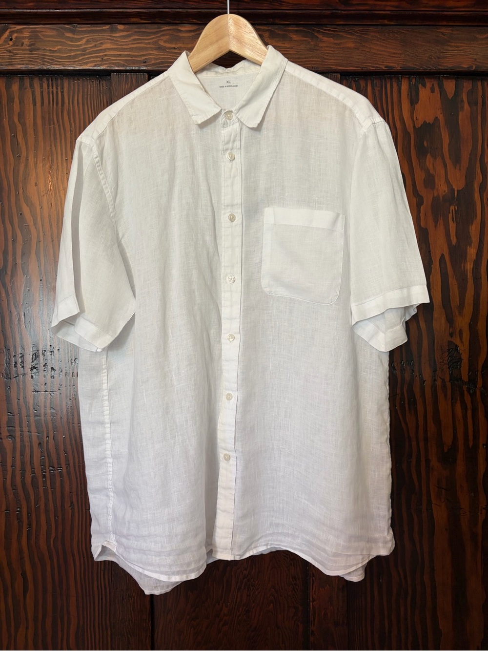 Muji Classic White Short-Sleeve Linen Shirt - Men